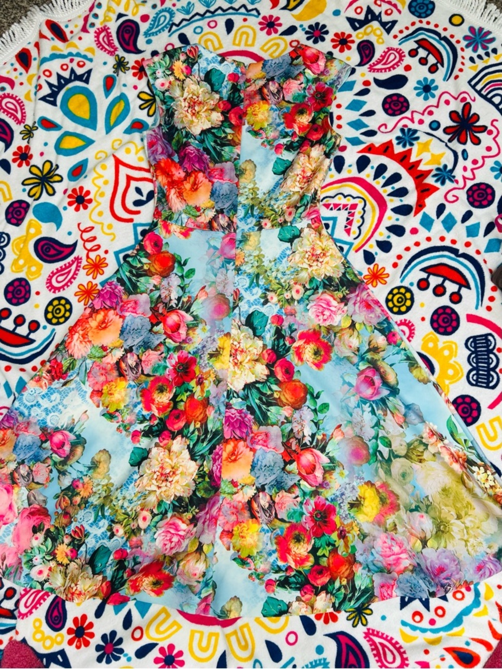 New York & Company Light Blue Floral Midi Dress - Picture 2 of 2